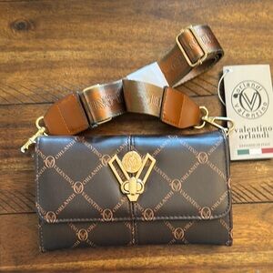 Valentino Orlandi Brown and Gold Crossbody Bag